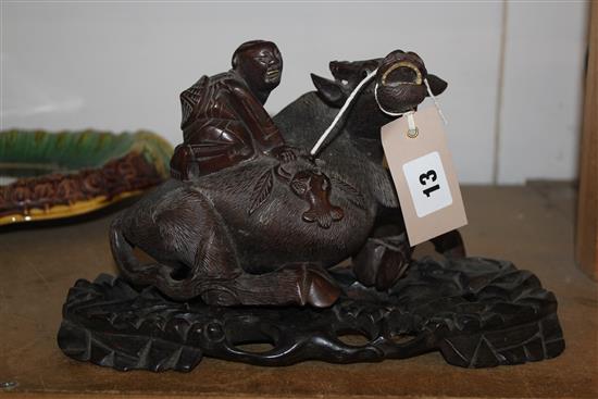 Carved Japanese figure of an ox